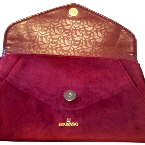 Swarovski Red Velvet Crystal Clutch Purse Evening Bag Elegant NWT - Picture 3 of 6